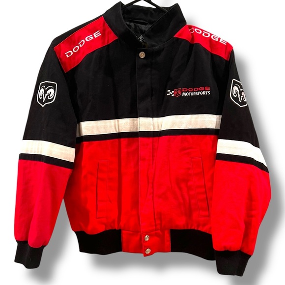 NASCAR Dodge Racing Motorsports Ram Essex Boy’s 8/10 Jacket Blk Red Embroidered
